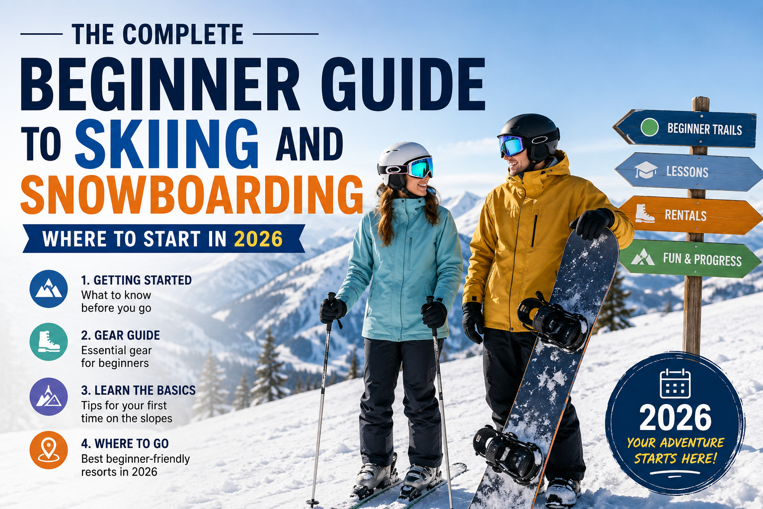 The Complete Beginner Guide to Skiing and Snowboarding: Where to Start in 2026